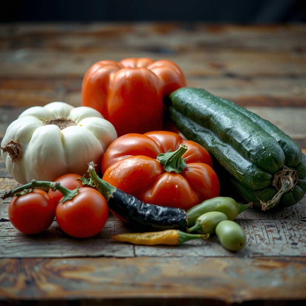 Saisonales Gemüse auf Holztisch