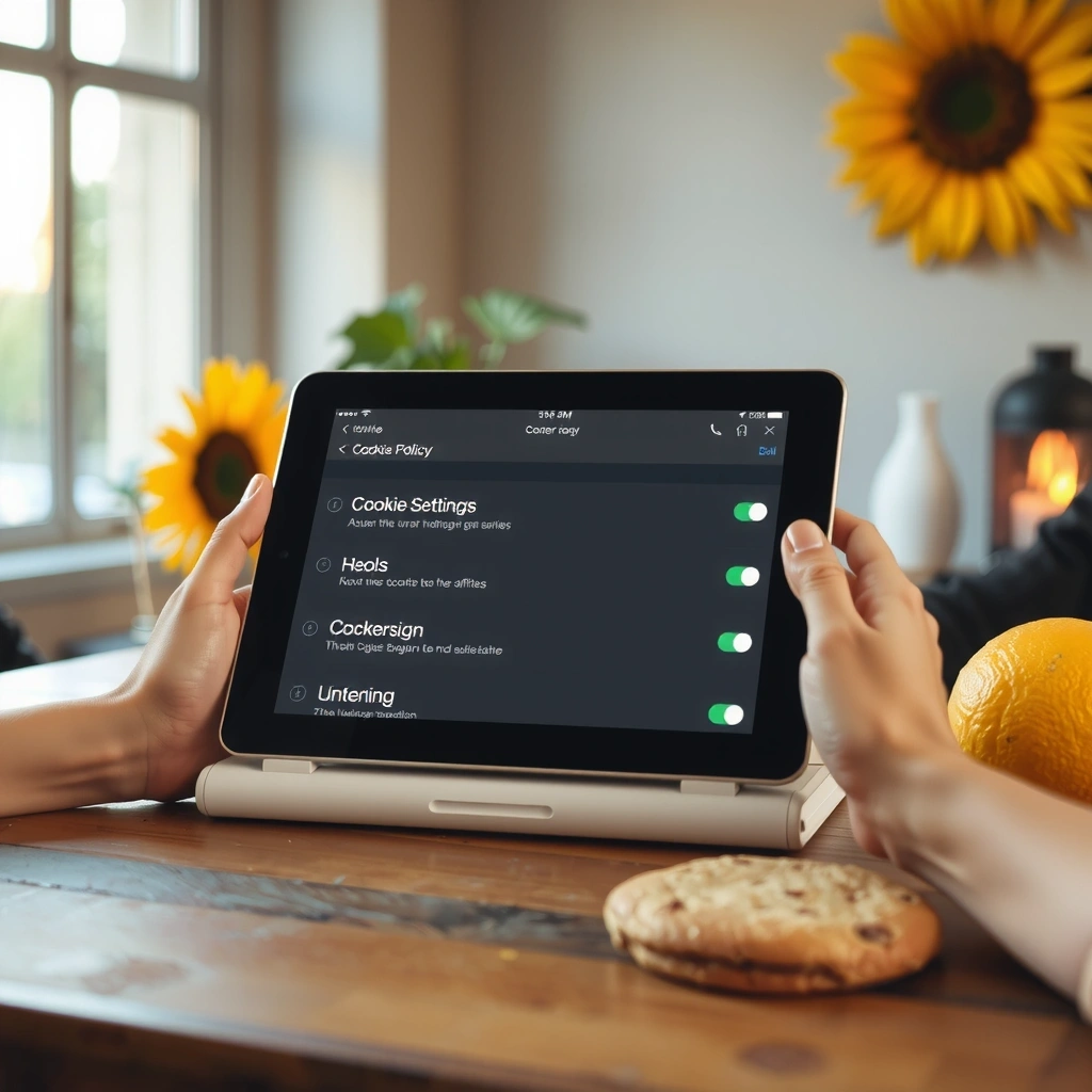 Digitale Darstellung von Cookie-Einstellungen auf einem Tablet
